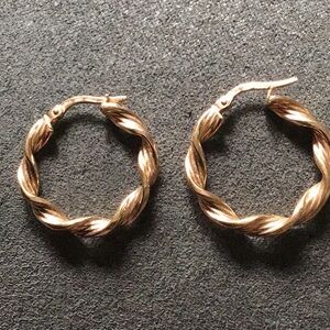 Milor 14kt Rose Gold Braided Hoop Earrings